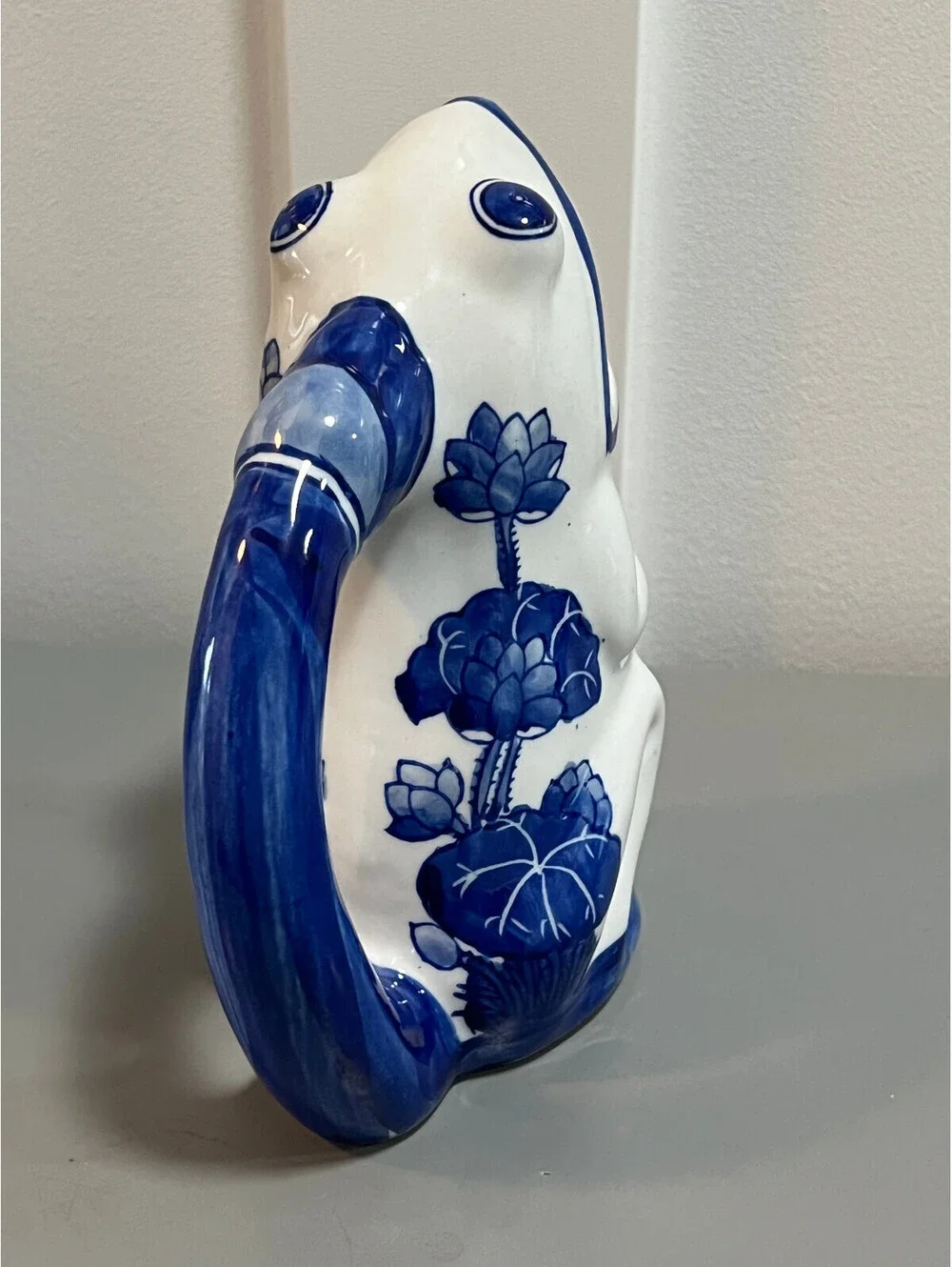 Blue & White Chinoiserie Frog Pitcher
